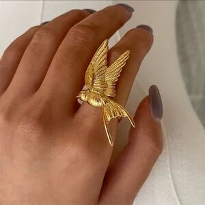 Swallow Peace Bird 18k Gold Stainless Steel Ring
